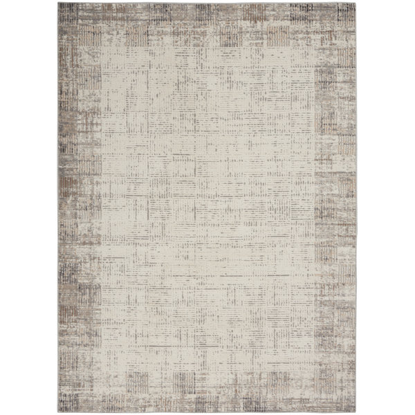Steelside™ Alyse Geometric Area Rug in Gray/Ivory & Reviews Wayfair